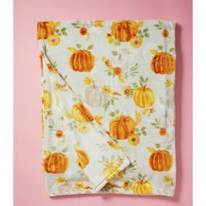 CYNTHIA ROWLEY 60 x 70 Fall Pumpkin Harvest Flow Plush Throw, New